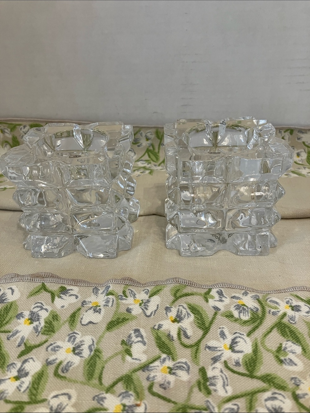 Shannon Crystal: pair of glass candle holders